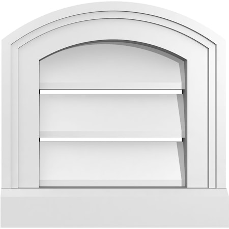 Ekena Millwork Arch Top Surface Mount PVC Gable Vent: Non-Functional, w/2"W x 1-1/2"P Brickmould Frame, 42"W x 42"H GVPAR42X4202SN